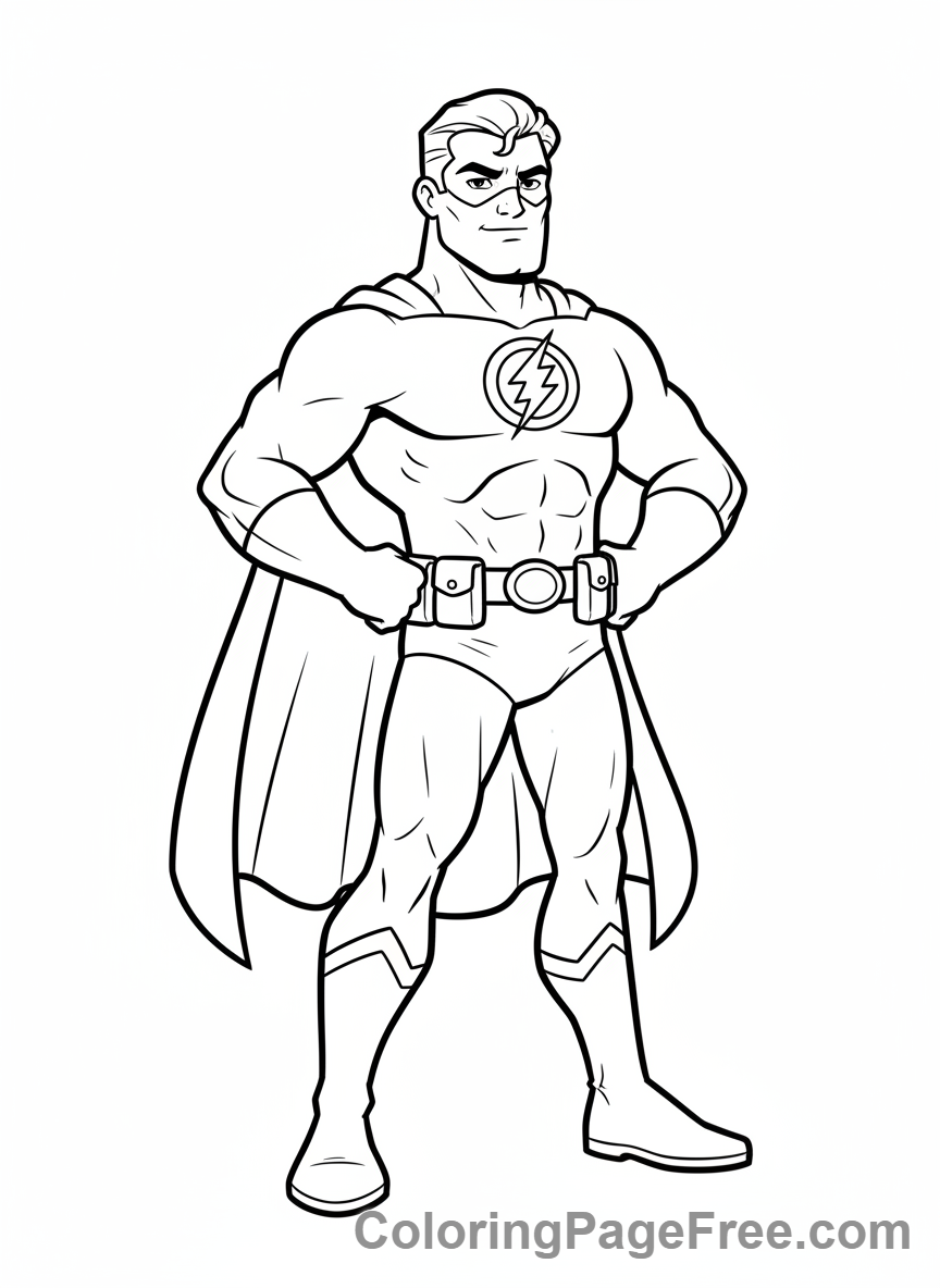 Superheroes coloring page - Hero standing proudly