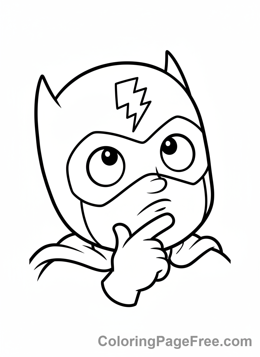 Superheroes coloring page - Hero thoughtful expression