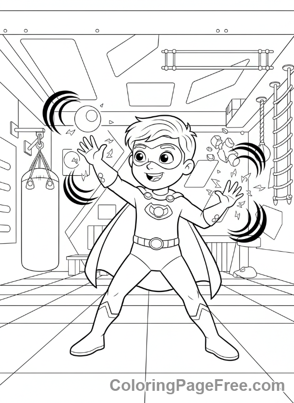 Superheroes coloring page - Hero training powers