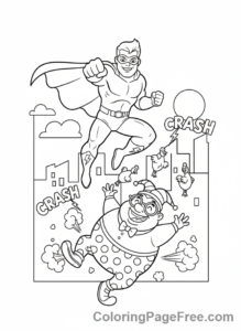 Superheroes coloring page - Hero vs villain fight