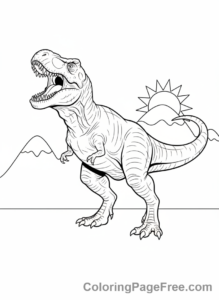 T Rex coloring page - Roaring T-Rex action