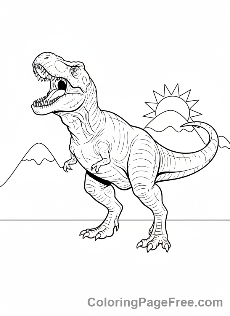 T Rex coloring page - Roaring T-Rex action