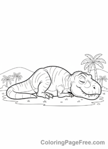 T Rex coloring page - Sleeping T-Rex peaceful