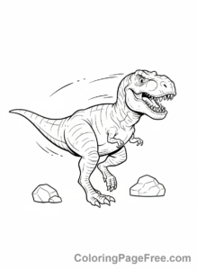 T Rex coloring page - T-Rex chasing something