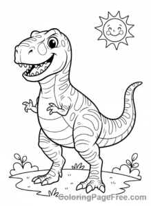T Rex coloring page - T-Rex standing fullbody