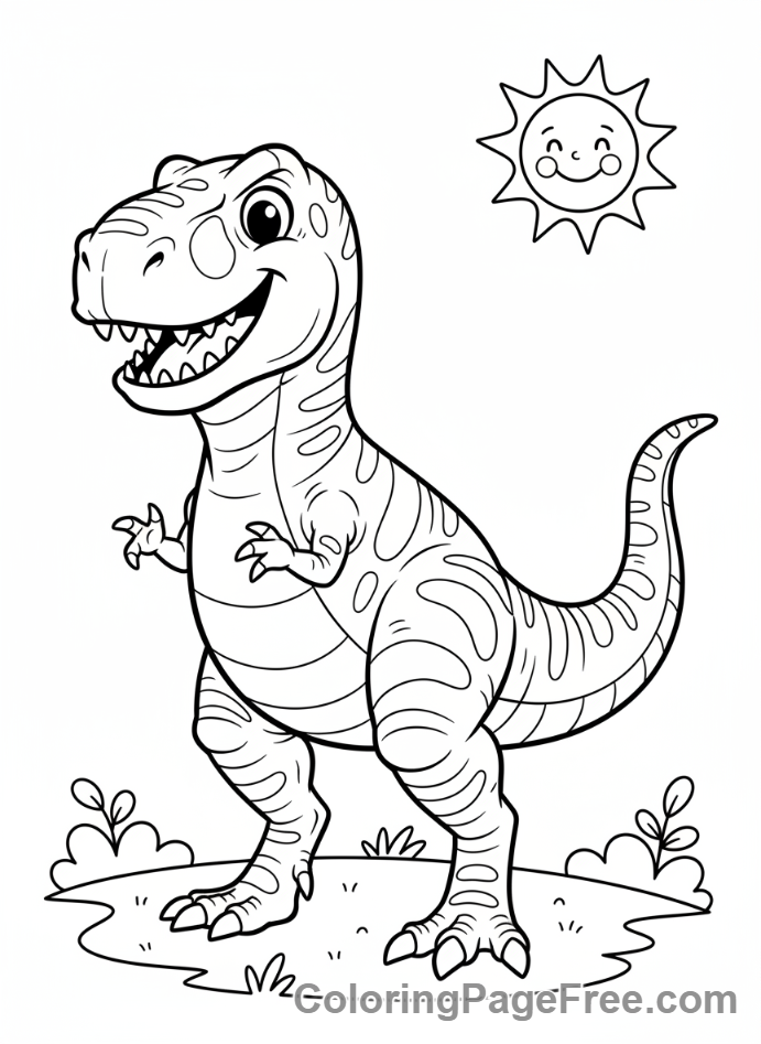 T Rex coloring page - T-Rex standing fullbody