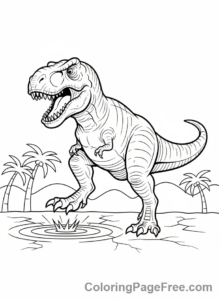 T Rex coloring page - T-Rex stomping ground