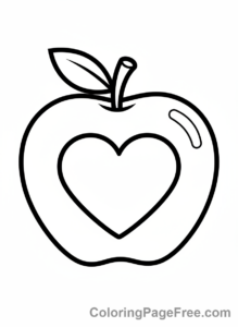 Teacher Appreciation coloring page - Apple with heart