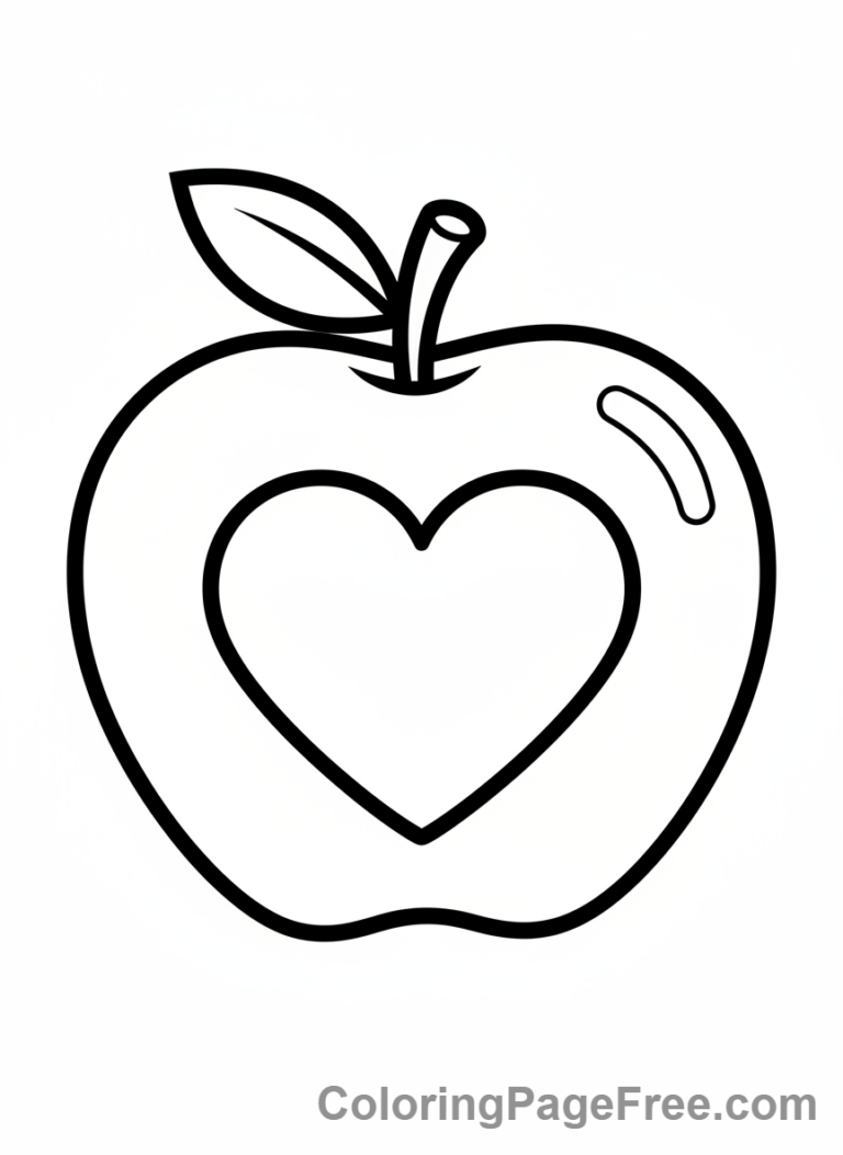 Teacher Appreciation coloring page - Apple with heart