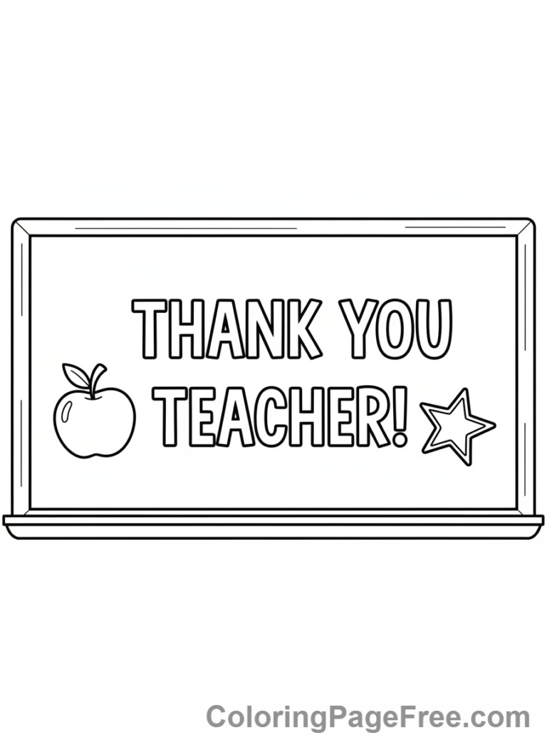 Teacher Appreciation coloring page - Chalkboard thank you