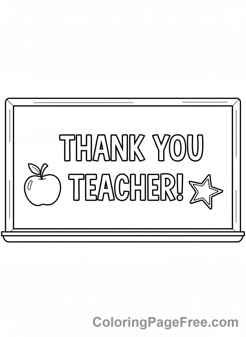 Teacher Appreciation coloring page - Chalkboard thank you