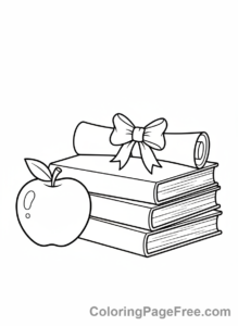 Teacher Appreciation coloring page - Diploma apple books