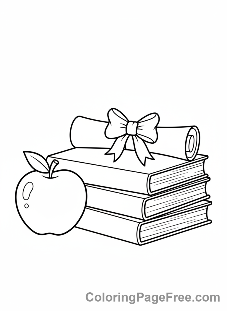 Teacher Appreciation coloring page - Diploma apple books