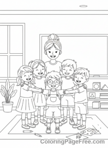 Teacher Appreciation coloring page - Group hug teacher