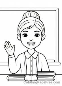 Teachers coloring page - Happy teacher portrait