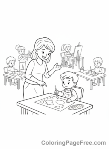 Teachers coloring page - Teacher art class
