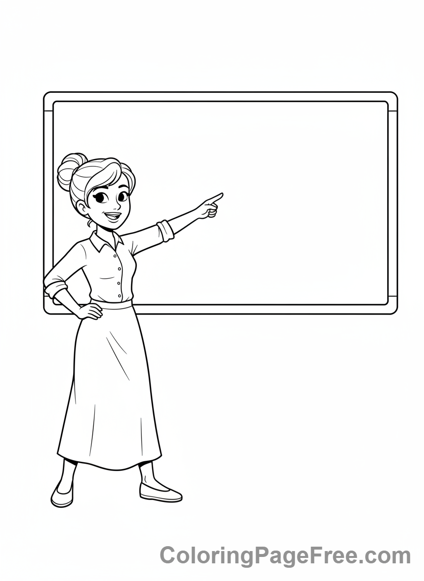 Teachers coloring page - Teacher presenting chart
