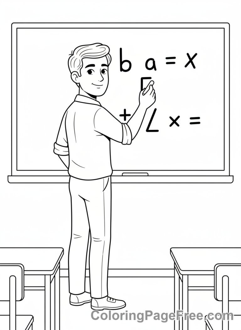 Teachers coloring page - Teacher writing board