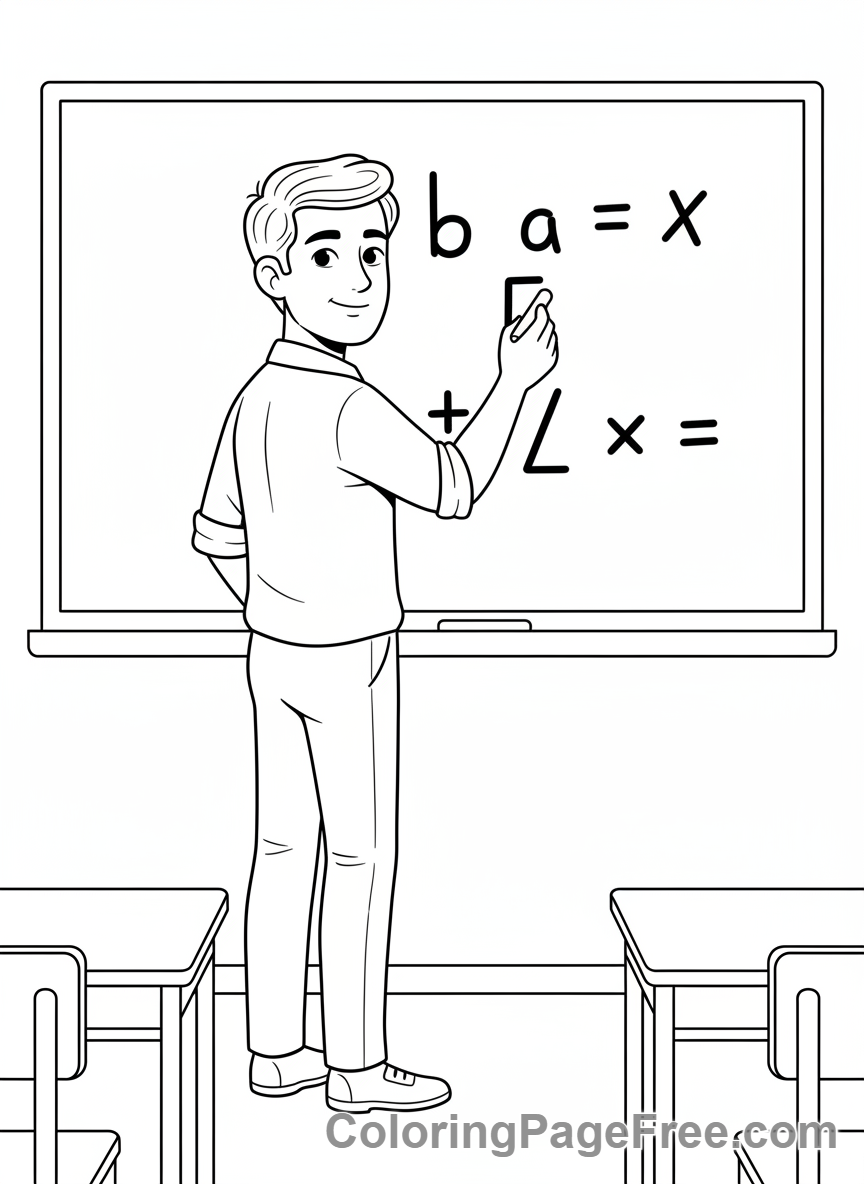Teachers coloring page - Teacher writing board