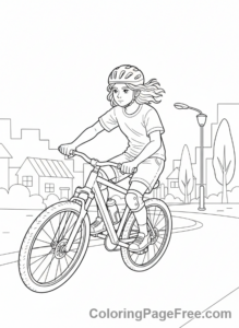 Teens coloring page - Teenager riding bike