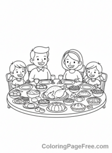 Thanksgiving coloring page - Family Thanksgiving dinner