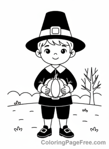 Thanksgiving coloring page - Pilgrim Boy Smiling