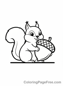 Thanksgiving coloring page - Squirrel gathering nuts
