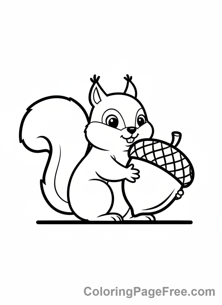 Thanksgiving coloring page - Squirrel gathering nuts