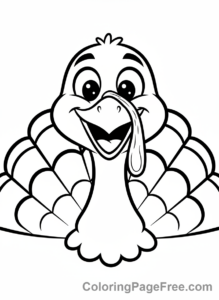Thanksgiving coloring page - Turkey head close-up