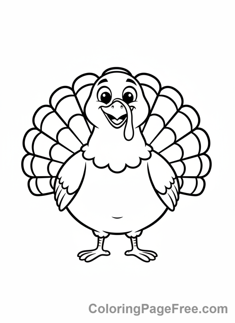 Thanksgiving coloring page - Turkey standing proud