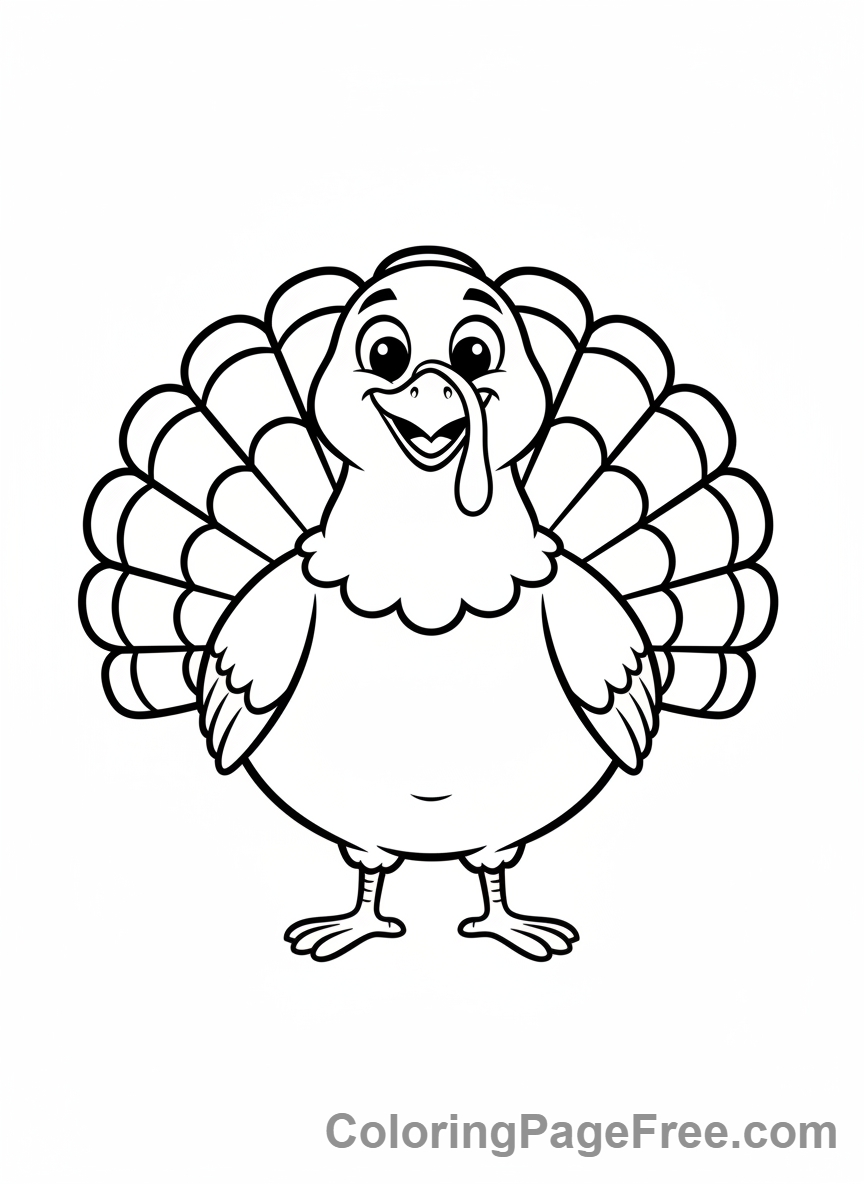 Thanksgiving coloring page - Turkey standing proud