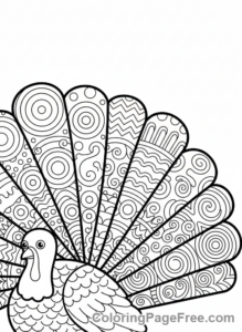 Thanksgiving Turkey coloring page - Turkey feathers detail