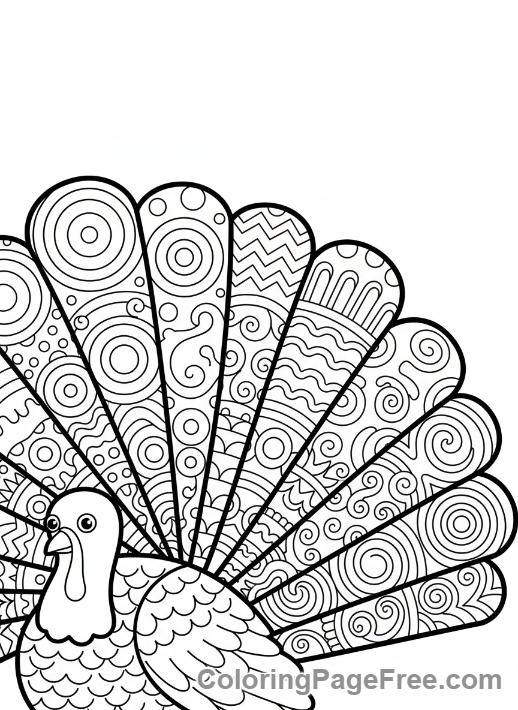 Thanksgiving Turkey coloring page - Turkey feathers detail