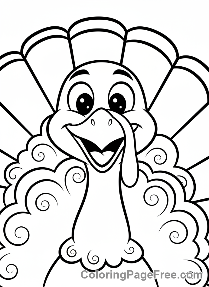 Thanksgiving Turkey coloring page - Turkey head smiling