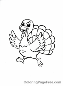 Thanksgiving Turkey coloring page - Turkey jumping fun