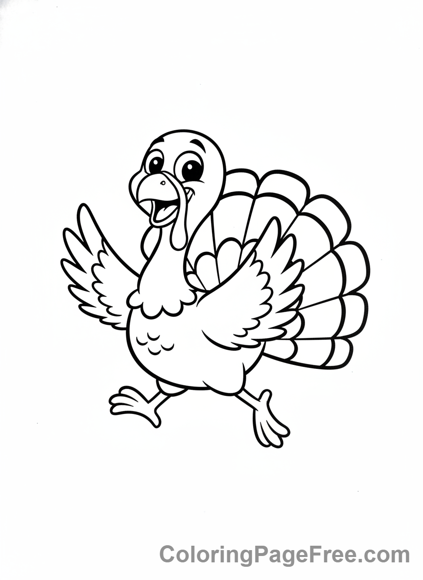 Thanksgiving Turkey coloring page - Turkey jumping fun