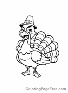 Thanksgiving Turkey coloring page - Turkey pilgrim hat