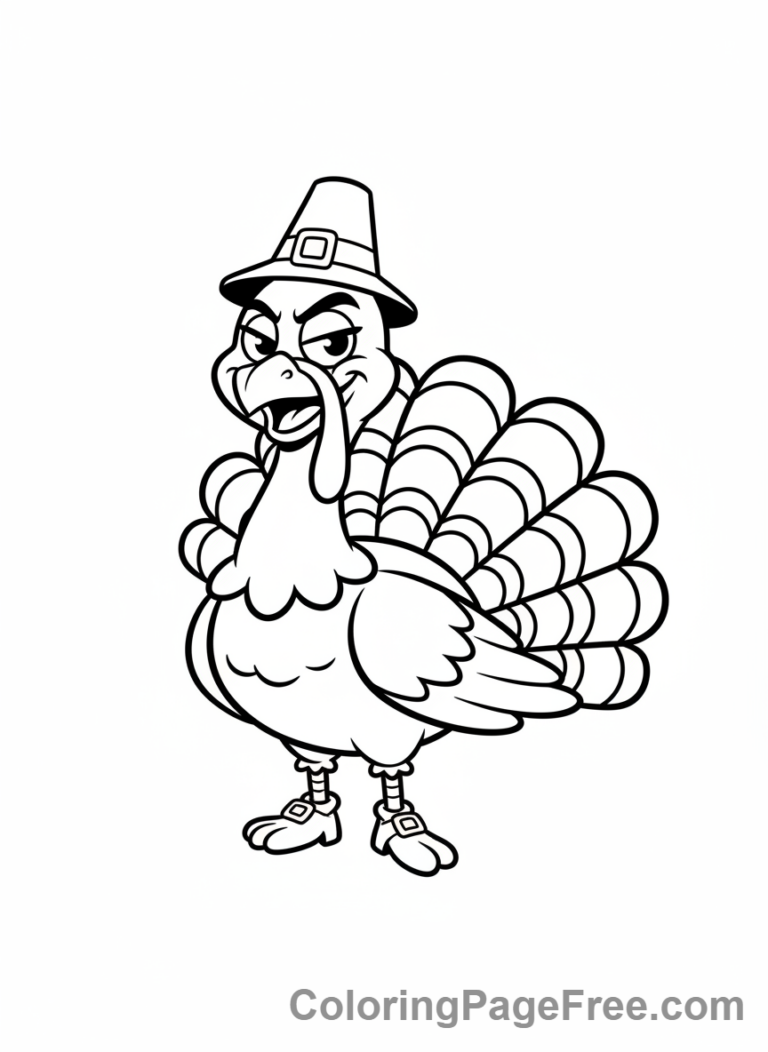 Thanksgiving Turkey coloring page - Turkey pilgrim hat