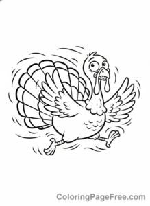 Thanksgiving Turkey coloring page - Turkey running scared