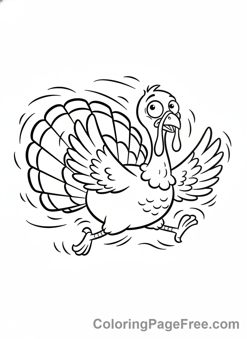 Thanksgiving Turkey coloring page - Turkey running scared