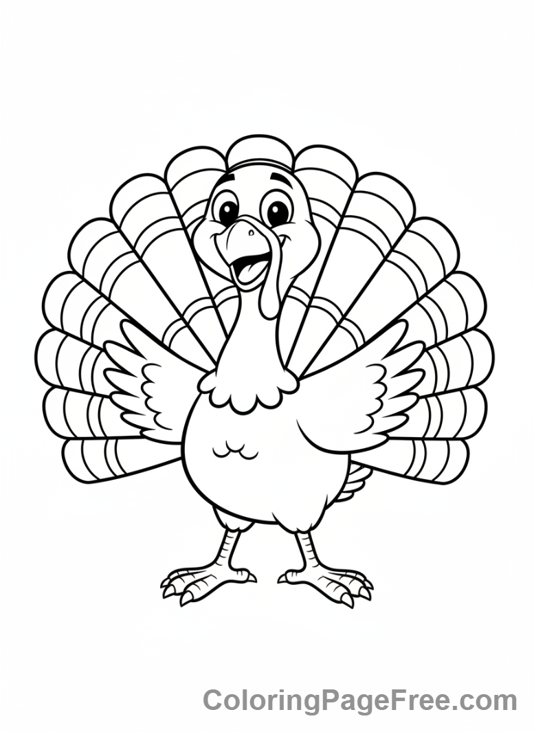 Thanksgiving Turkey coloring page - Turkey standing happy