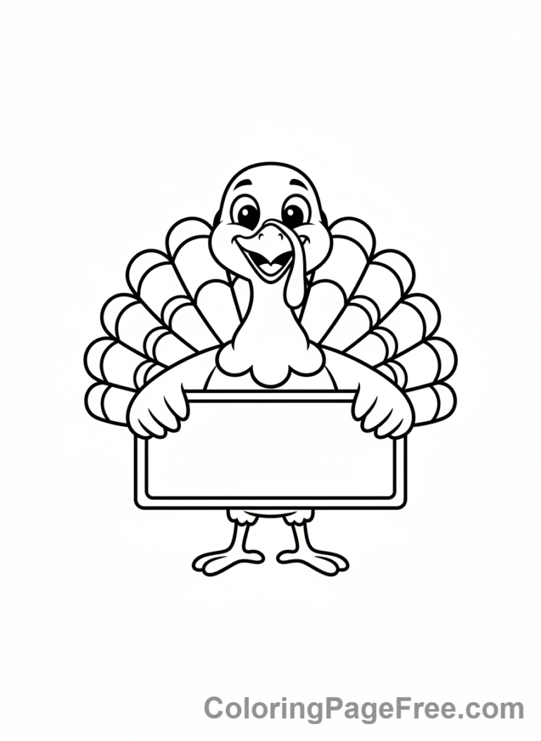 Thanksgiving Turkey coloring page - Turkey with sign