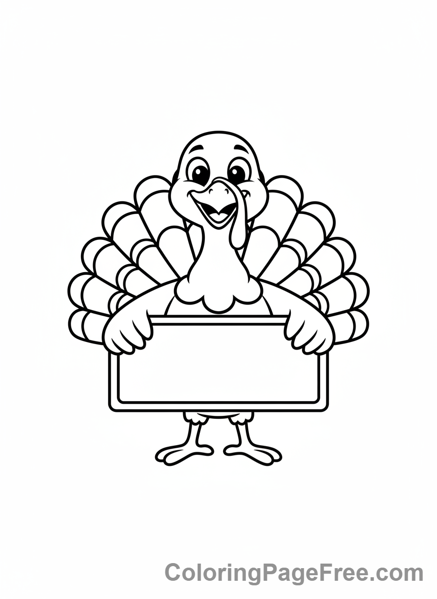 Thanksgiving Turkey coloring page - Turkey with sign