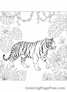Tiger coloring page - Tiger in jungle
