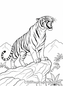 Tiger coloring page - Tiger roaring fierce