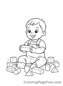 Toddlers coloring page - Toddler blocks play