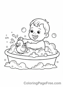 Toddlers coloring page - Toddler bubble bath