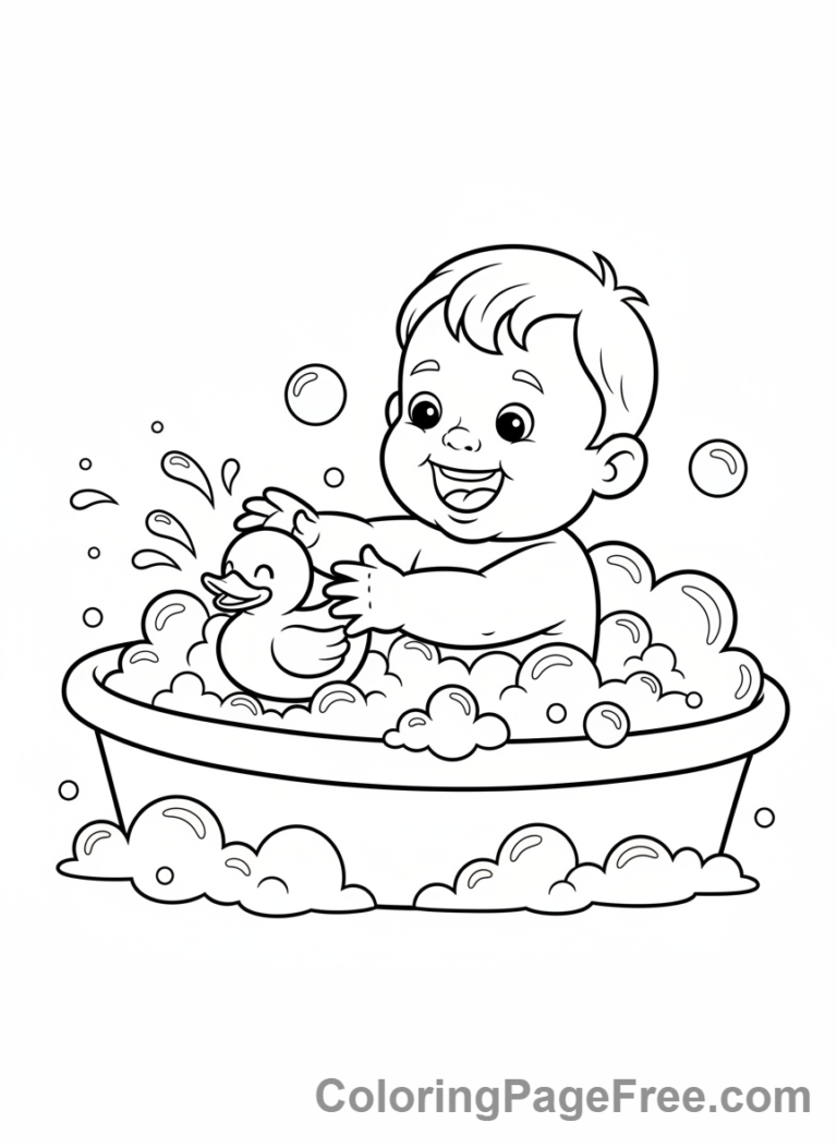 Toddlers coloring page - Toddler bubble bath