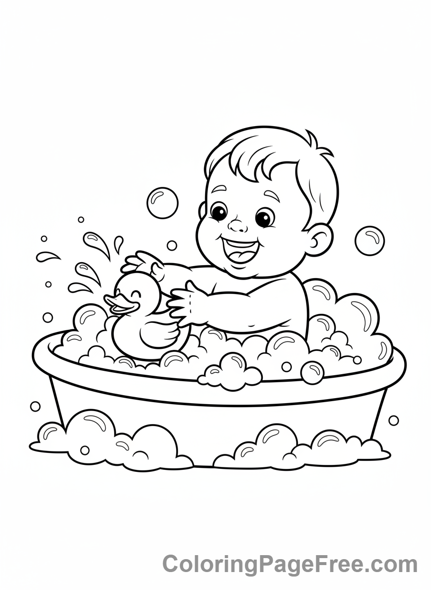 Toddlers coloring page - Toddler bubble bath