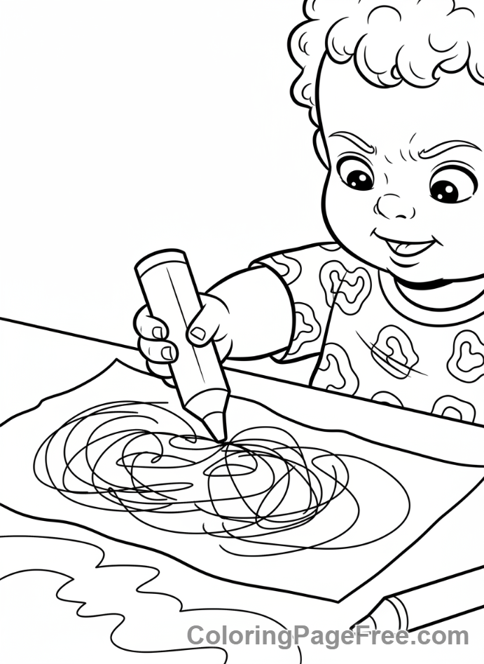Toddlers coloring page - Toddler crayon art
